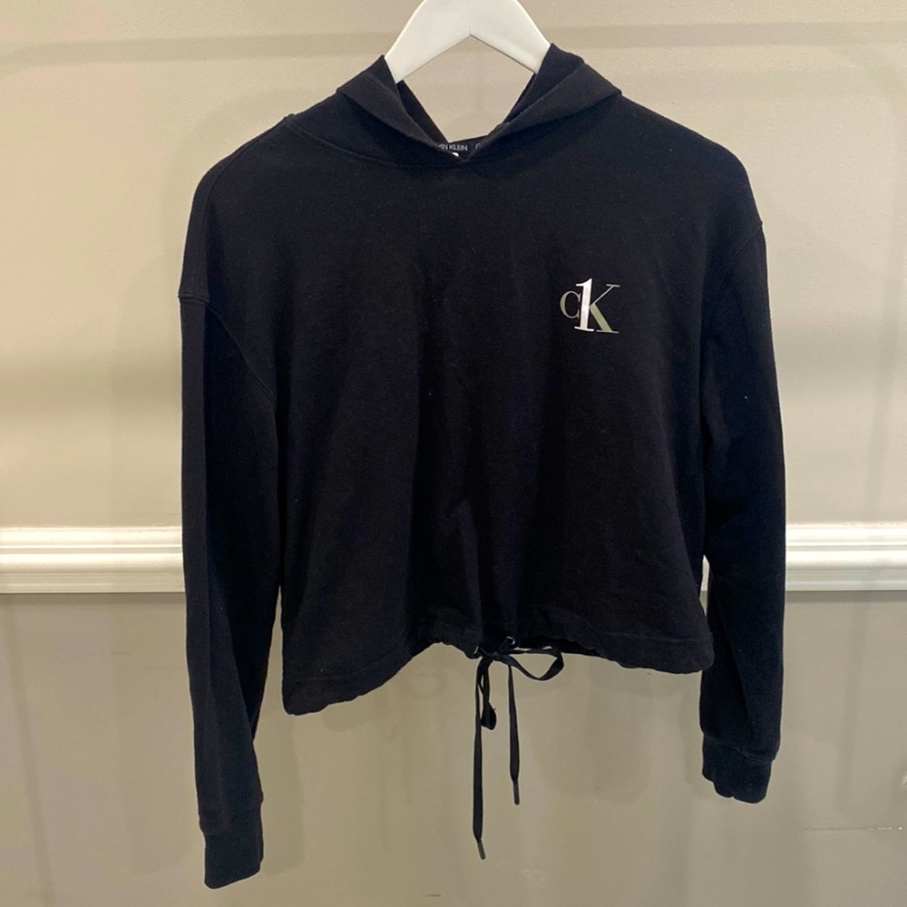 Calvin Klein Cropped Black Hoodie Size Small